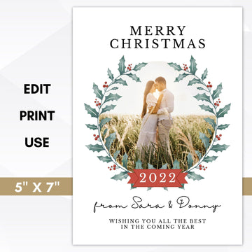 boho christmas photo card